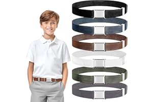 VESZOEN 6 Piezas Cinturón Para Niños, Cinturón Elástico Niño Ajustable Cinturón Ajustable Con Hebilla para Niños y Niñas, para Vestidos, Pantalones, Jeans