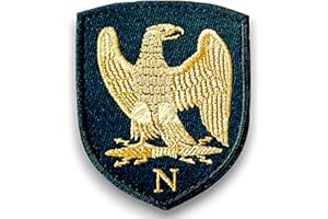 AMALRIC Blason Impérial de Napoléon Noir - Ecusson Napoleon avec dos scratch et support à coudre fourni - Made in France