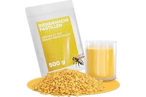 ‎MOLINORC molinoRC 500g Bienenwachs Pastillen [100% natürlich ohne Zusatz Anderer Wachse] - Premium Qualität für Kerzen, Kosmetik, Lederpflege, Möbelpflege und Herstellung Bienenwachstücher - Beeswax