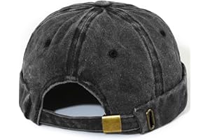 MESU Mens Docker Cap Brimless Hats Worker Sailor Cap Rolled Cuff Retro Beanie Hat