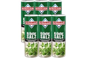 ‎BAD REICHENHALLER Bad Reichenhaller Kräutersalz 6 x 300g Dose | Großpackung Vorrat insgesamt 1800 g | ohne Geschmacksverstärker Glutenfrei | verschiedene Kräuter vegetarische und vegane Küche geeignet