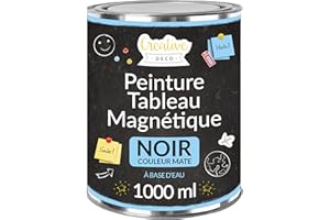 Creative Deco 1L Peinture Ardoise Magnetique Peinture Tableau Noir Aimantée | Efficacité 2m² avec 3 Couches | à Base d'eau | avec la Poussière de Métal | Fixation d'Aimants en Néodyme | Craie
