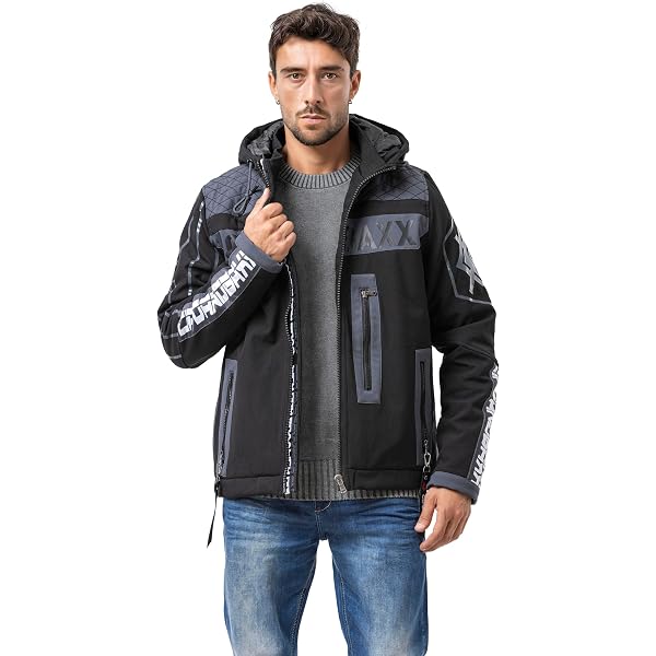 Cipo & Baxx Vector CJ236 Men's Biker Jeans Jacket Denim Black