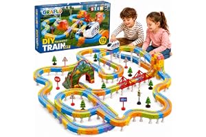 GRAFLO 178PCS Magnetic Electric Train Building Blocks Set - STEM Educational toy for Kids, Construction Stacking Toy with Train Cars, Tracks & Figures, Gift for Boys & Girls Ages 3-8