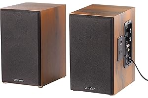 auvisio Lautsprecher Holzgehäuse: Aktives Stereo-Regallautsprecher-Set im Holz-Gehäuse mit Bluetooth (Lautsprecher Boxen Holz, Stereo, Lautsprecherkabel)
