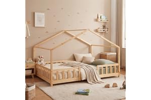 Juniorsäng Treviolo hussäng med sängskydd 200x140cm furu [en.casa]