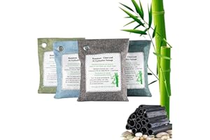 SYXLS 4 Stücke Luftreinigungsbeutel aus Bambuskohle, Natürliche Holzkohle Geruchsabsorber & Eliminator Beutel, Aktivkohlebeutel für Schuhe, Aktivkohle zur Geruchsentfernung