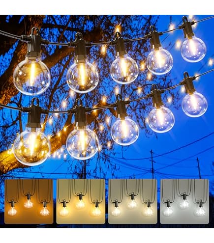 WEDNA Lichtsnoer voor buiten, gloeilampen, 18 m, G40, tuinslingers, verlichting met 30 2 leds, warmwitte lampen, IP44 waterdicht, voor binnen en buiten, lichtketting, decoratie voor feest, balkon WEDNA Lichtsnoer voor buiten, gloeilampen, 18 m, G40, tuinslingers, verlichting met 30 2 leds, warmwitte lampen, IP44 waterdicht, voor binnen en buiten, lichtketting, decoratie voor feest, balkon