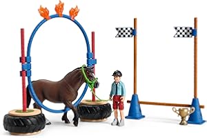 schleich 42482 Pony Agility Race, dla dzieci od 3+ lat, FARM WORLD - zestaw do zabawy
