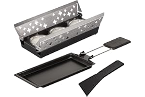 KUHN RIKON Candle Light Mini Schweizerkreuz Raclette Set, silber, Antihaft-Grill-Pfännchen, mit Teelicht