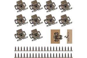 YEYIT Doble Rodillo Gabinete Pestillo Puerta 10 piezas pestillos para armarios cierre puerta armario con 40 tornillos para armarios, muebles（Vintage Bronce）