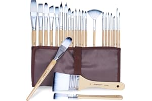Anyart set di pennelli 24 pezzi per artisti per colori acrilici acquerello olio pittura su pietra miniature pennelli per unghie di alta qualità in nylon premium con sacchetto di stoccaggio