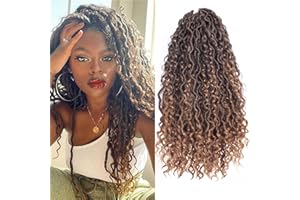 Xtrend 8 Packs Ombre Curly Faux Locs Crochet Hair 14Stands/Pack 14 Inch Bohemian Goddess Locs Crochet Hair River Faux Locs Synthetic Braids Hair Extensions T27#