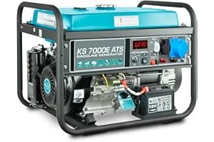 ‎K&S KÖNNER&SÖHNEN Könner & Söhnen KS 7000E ATS - 4-Takt Benzin Stromerzeuger 13 PS mit E-Start, Notstromautomatik, 1x16A, 1x32A (230V), Automatischer Spannungsregler, Anzeige, Generator für Haus, Garage, Werkstatt