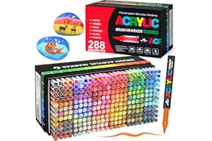 Bonala 288 Farben Acrylmarker Set - Professionelle Acrylstifte mit Pinselspitze für Erwachsene & Künstler, wasserbasierte Farbe für Stein, Glas, Stoff, Holz & Leinwand Kunstzubehör