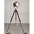 INDIAN PRIDE NAUTICAL Aluminum and Wooden Tripod Floor Spotlight Lamp Antique Decor Decorative Lamps Copper Finish Home Decor (Brown)