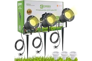 OMSEN Spots de Jardin avec Piquet GU10 7W, Blanc Chaud 3000K, Aluminium Solide, Étanche IP67, Ampoules Remplaçables, Spot à Piquer LED Extérieur pour Jardin, Cour, Arbre, Pelouse, Plantes, Chemin