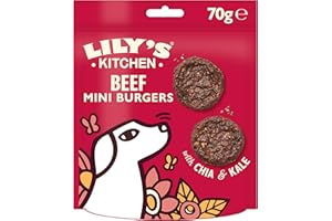 LILY'S KITCHEN Lily’s Kitchen Made with Natural Ingredients Adult Dog Treats Packet The Best Ever Beef Mini Burgers Grain-Free Recipes 8 x 70g