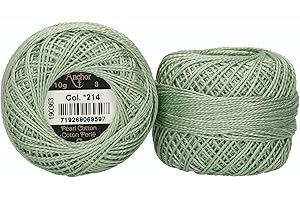 Anchor 4591008-00214 Stickgarne, 100% Baumwolle, salbei, Stärke 8, 82m, 16 Gramm