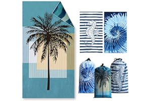 Asbtos Strandtuch Groß, 180 x 100 cm Doppelseitig Strandhandtuch, Schnell Trocknendes, Weiches, Leichtes, Pflegeleicht, Sandfreies Microfaser Handtücher für Reise Urlaub Schwimmen Camping, mit Tasche