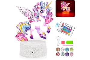 OSIKAY Unicorn Gifts for 6 7 8 9 10 11 Year Old Girls, Arts and Crafts Set for Kids Age 5+, 5D Diamond Painting Kits DIY Night Light Toys Kid Birthday Presents Horse Gift for Children Girl Bedroom Decor