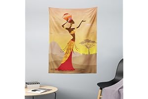 ABAKUHAUS Afro Tapiz de Pared y Cubrecama Suave, Desert Gulls Folkloric, Lavable Colores Firmes, 110 x 150 cm, Amber Tan