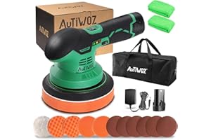 AUTIWOZ Cordless Car Polisher Buffer Machine Dual Action Orbital Polishing Machine 1PACK Battery 6in Cleaning Buffing Pad Polish Kit Variable Speeds for Car Care Furniture Polishing Sanding