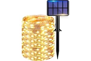 kolpop Guirlande Solaire Exterieur, 22M 220LED Guirlande Lumineuse, 8 Modes Étanche Guirlande Led pour Jardin Arbre Outdoor Camping Terrasse Noël Mariage Fête Cour Maison Décoration Blanc Chaud
