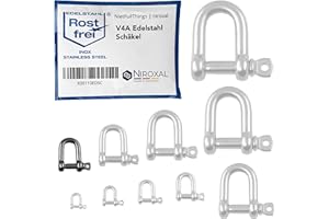 NietFullThings 2 pieces 8 mm stainless steel round shackles made of V4A short straight robust shape breaking load 3,000 kg shackle 8 x 28 mm