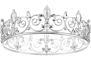 BABEYOND Coucoland Men's Crown Crystal Full Round King Crown Men's Tiara Rhinestone Royal Crown Costume Accessories for Brithday Prom Party Costume Party