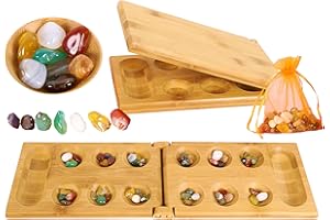 Toys of Wood Oxford Mancala Kalaha – składana deska drewniana z kamieniami naturalnymi – strategia dla dzieci i dorosłych