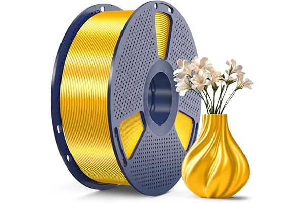 SUNLU PLA+ Silk Filament, Brillante Filament 3D en soie Métallique, Filament d'imprimante 3D PLA PLUS haute résistance, Bobine de 1KG, Or clair