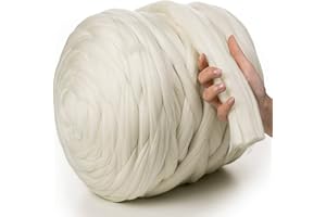MeriWoolArt XXL Merino Wolle – 100% Schurwolle, Extra Dickes Filzgarn (4–5 cm) für Armstricken, Trocken- & Nassfilzen, Decken & Babydecken – Weiß 100g