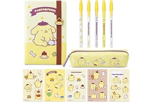 Get Trend | Pompompurin Pennfodral & Skrivsats, Anteckningsbokssticker Kuglepennor för Barn & Tonåringar, Journalförande Skol- och