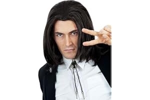 ALLAURA Compatible with John Hitman Wig – Black Hitman Wig for Men, Tieable into Ponytail – Assassin, Keanu, Vincent Vega, Farquaad, Vampire Cosplay – 90s Action Movie Halloween Costume Hairpiece