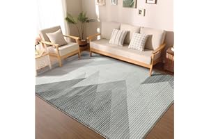 ASIinnsy Tappeto Salotto Pelo Corto Moderno Tappeto Camera da Letto Morbido Grande Tappeto Soggiorno Antiscivolo Tappeti Salotto Moderni (Geometrico Grigio Bianco, 120 x 160 cm)