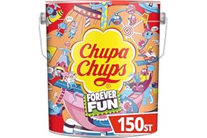 Chupa Chups Lecca Lecca Latta, Confezione da 150 Lollipop Monopezzo, Lollipop Gusti Assortiti, Fragola, Panna-Fragola, Vaniglia, Cola, Lampone, Ciliegia, Arancia, Ottimo come Idea Regalo