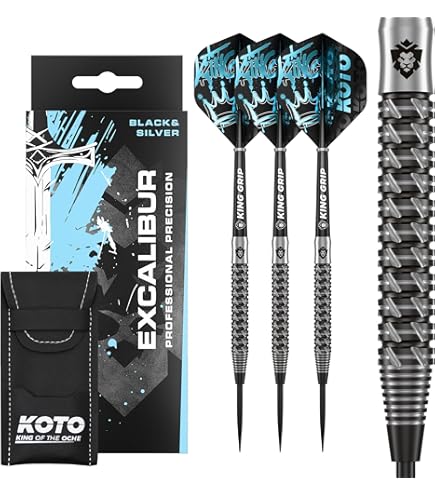 KOTO Imperial Dartpfeile - 80% Wolfram, Silber & Blau, 21-23g Inkl. Zubehör