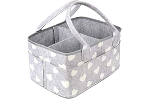 BOENFU Baby Diaper Caddy Nappy Organisers Nursery Storage Nappy Caddy Tote Newborn Shower Gift Basket Portable Car Travel Organizer with Detachable Divider and 10 Invisible Pockets for Mom Kids