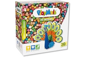 PlayMais Set creativo 3D Mosaic Pavone per il fai da te per bambini dai 3 anni in su, oltre 2.300 modelli 3D, promuove la creatività e le abilità motorie fini, giocattolo naturale
