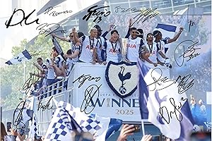 RJR PRINTS Tottenham Hotspur - 2025 Europa League Final Winning Team Signed 12x8 Inch Montage Autograph Photo Print WIth Pre Printed Signatures Which Would Make A Superb Gift For Any Fan.
