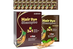 IIIMEIDU Shampoing Colorant 3 en 1, Shampooing Colorant Cheveux Naturelle, Hair Dye shampooing, Coloration Cheveux Semi-permanente, Couverture Cheveux Gris pour Hommes Femmes - 10PCS (Dark Brown)