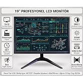 19" Profesyonel LED Monit&ouml;r | HDMI VGA Girişli | 5ms Tepki S&uuml;resi | Duvara Monte Edilebilir