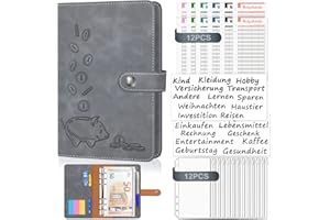 ANSTEEP A6 Budget Planner Deutsch, Bugetplaner Budget Binder sparbuch, Glücksschwein Geld Organizer mit Folien Cash Stuffing mit 12 Stück Umschlagmethode Binder …