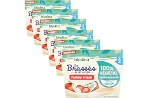 Blédina - Brassés 100% Végétal - Lait de Coco Pomme Fraise - Dès 6 mois - 24x95g