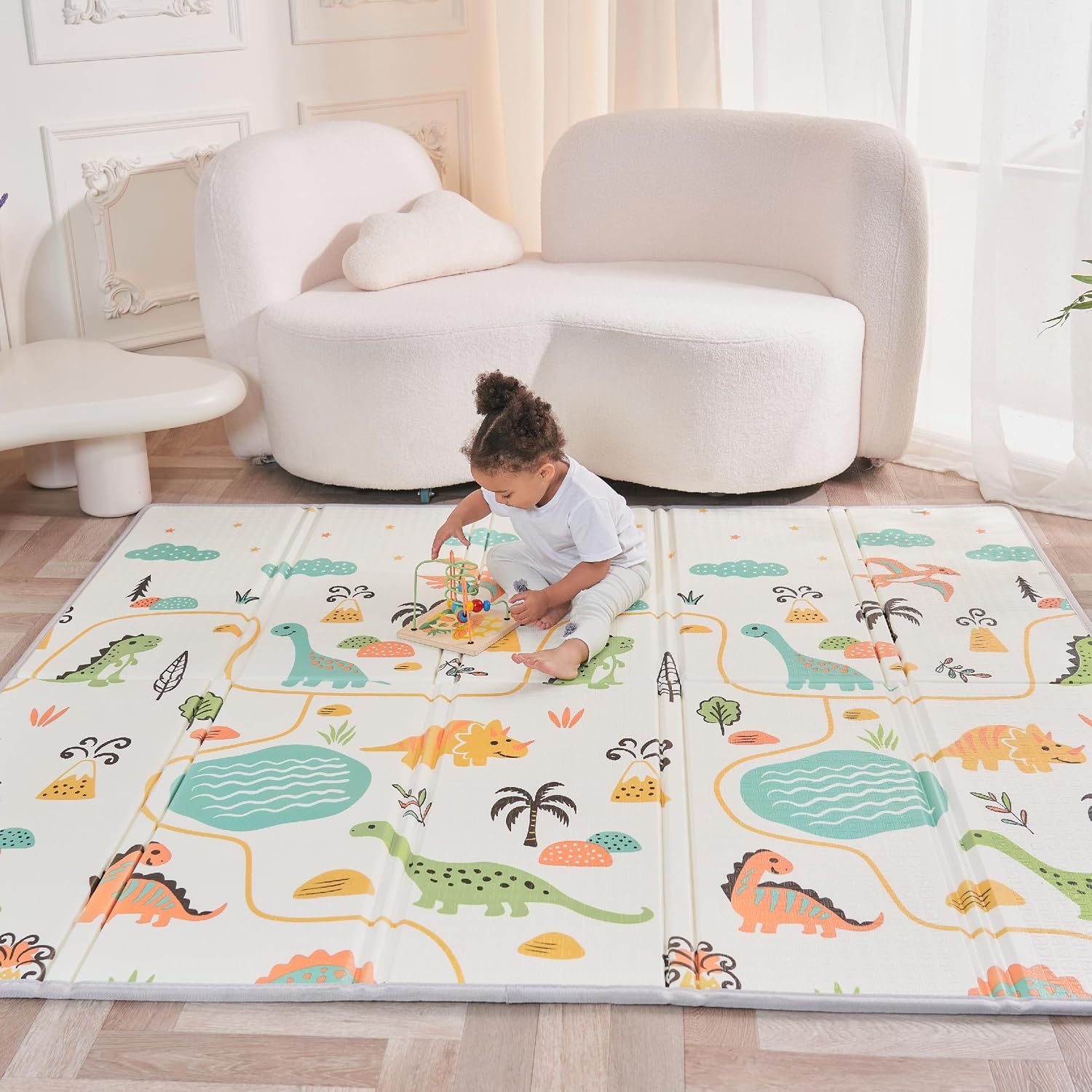 Alfombra Bebe Acolchada Plegable 180x200x1.5cm- Gimnasio Bebe - Manta De Juegos - Manta Actividades Impermeable Reversible - Tapete De Actividades - Gimnasio Infantil Bebé - Regalo Bebé
