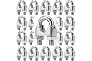 ZEONHEI 20 Stück 10mm Drahtseilklemme, M10 Edelstahl Bügelseilklemme, U-Bolzen Seilklemme Bügelformklemme für Stahlkabel, Draht, Seil, Stahlseil, Silber