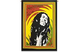 SOPHIA-ART Sophia Art indien Bob Marley à suspendre au mur Poster Coton Tapisserie Bob Marley Poster tapisseries 106,7 x 76,2 cm
