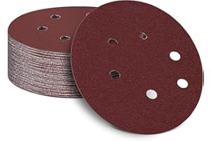 ICASTNY 150mm Sanding Discs Pads, 120 Grit Sandpaper Sheet, 6 Inch 6 Hole Round Sanding Discs Pads for Random Orbital Sander(50pcs)