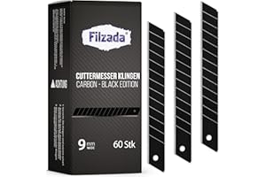 Filzada® 60x lames de rechange cutter 9mm BLACK - Lames de cutter ultra coupantes - Lames sécables pour cutters 9mm
